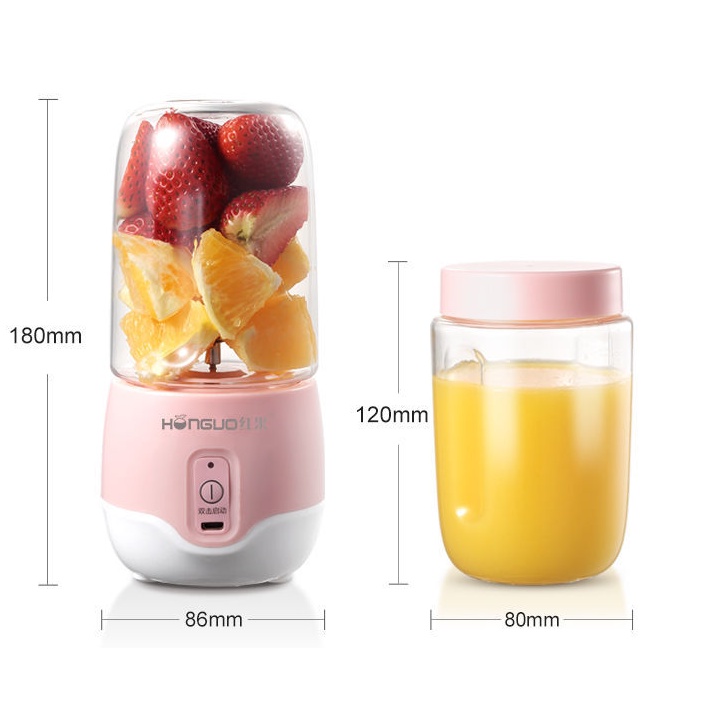 Máy xay sinh tố mini SKG, máy xay sinh tố cầm tay mini 300ml sạc pin công xuất 35W màu hồng xanh