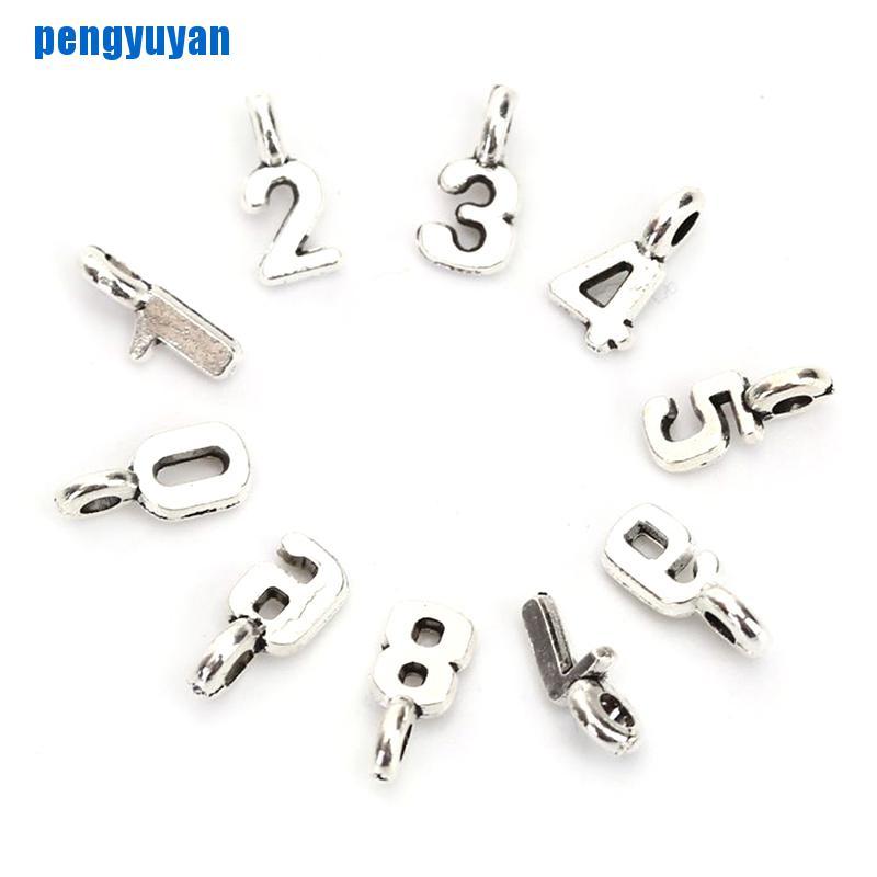 CHARMS Bộ 10 Mặt Dây Chuyền Hợp Kim Khắc Số Độc Đáo Diy