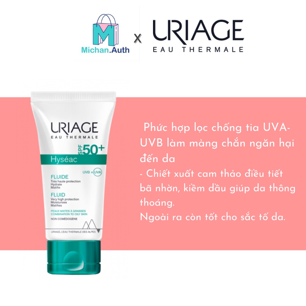 Kem Chống Nắng Uriage Hyseac Fluide SPF 50+ 50ml