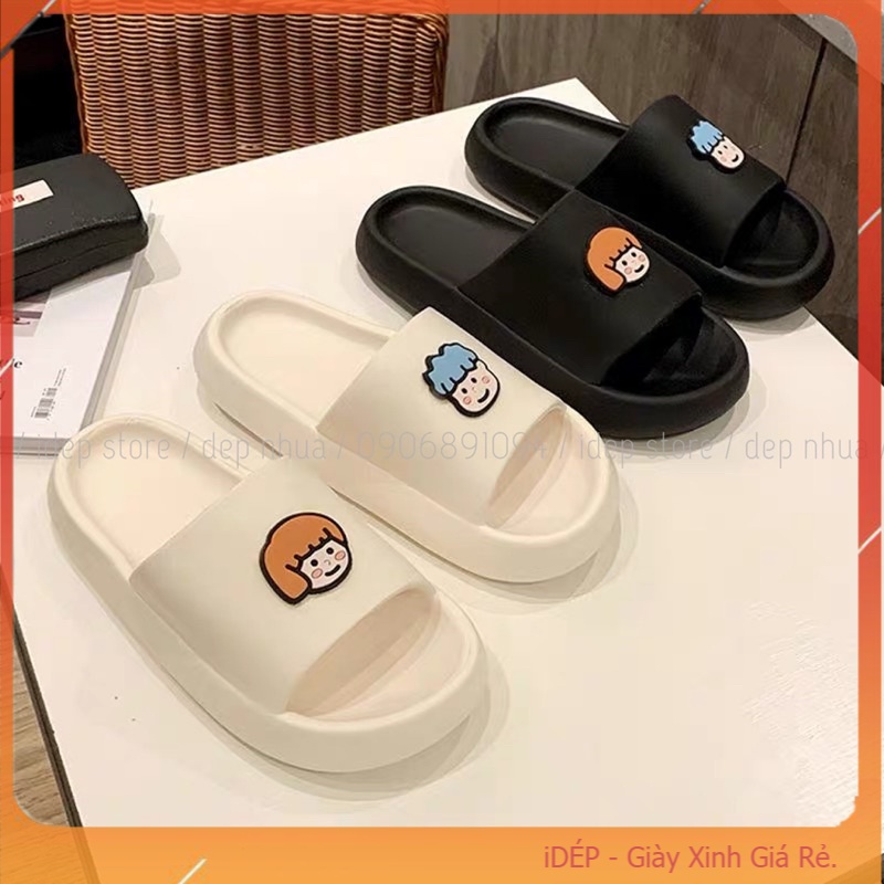 Dép bánh mì hình Chibi ngộ nghĩnh (Form nhỏ) nữ quai ngang siêu nhẹ đi trong nhà iDÉP- DL156