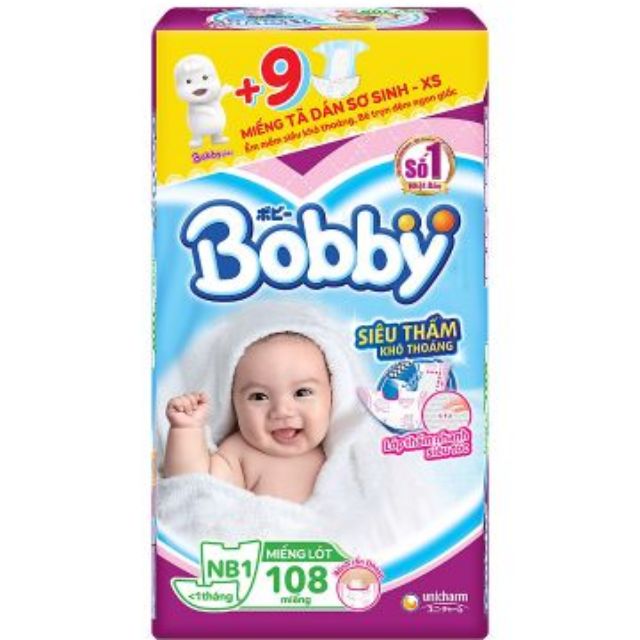 Miếng lót Bobby newborn 1 - 108 miếng