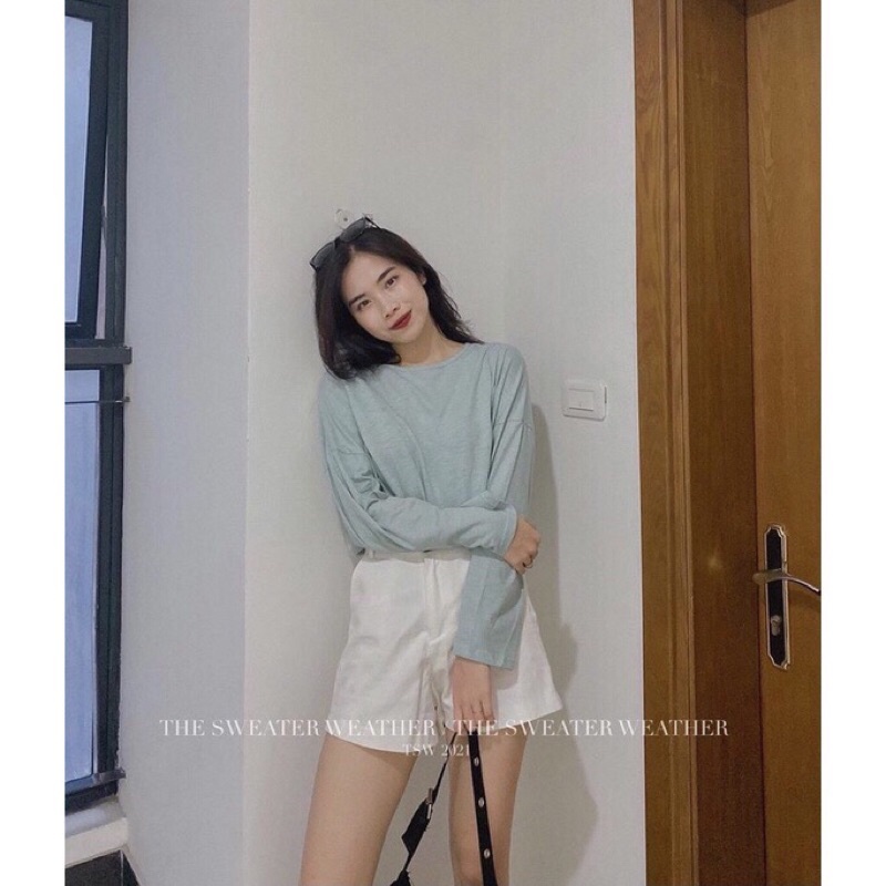 Áo phông dài tay cotton xước form oversize/ Áo phông giấy basic chất cotton xước nhiều màu dáng rộng [Ảnh thật/Sẵn]