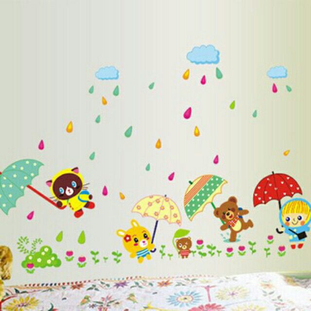 Decal dán tường thú che ô