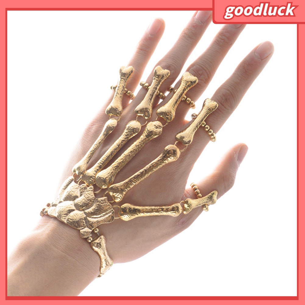 Vòng Tay Kiêm Nhẫn Hình Xương Bàn Tay Phong Cách Gothic Punk
