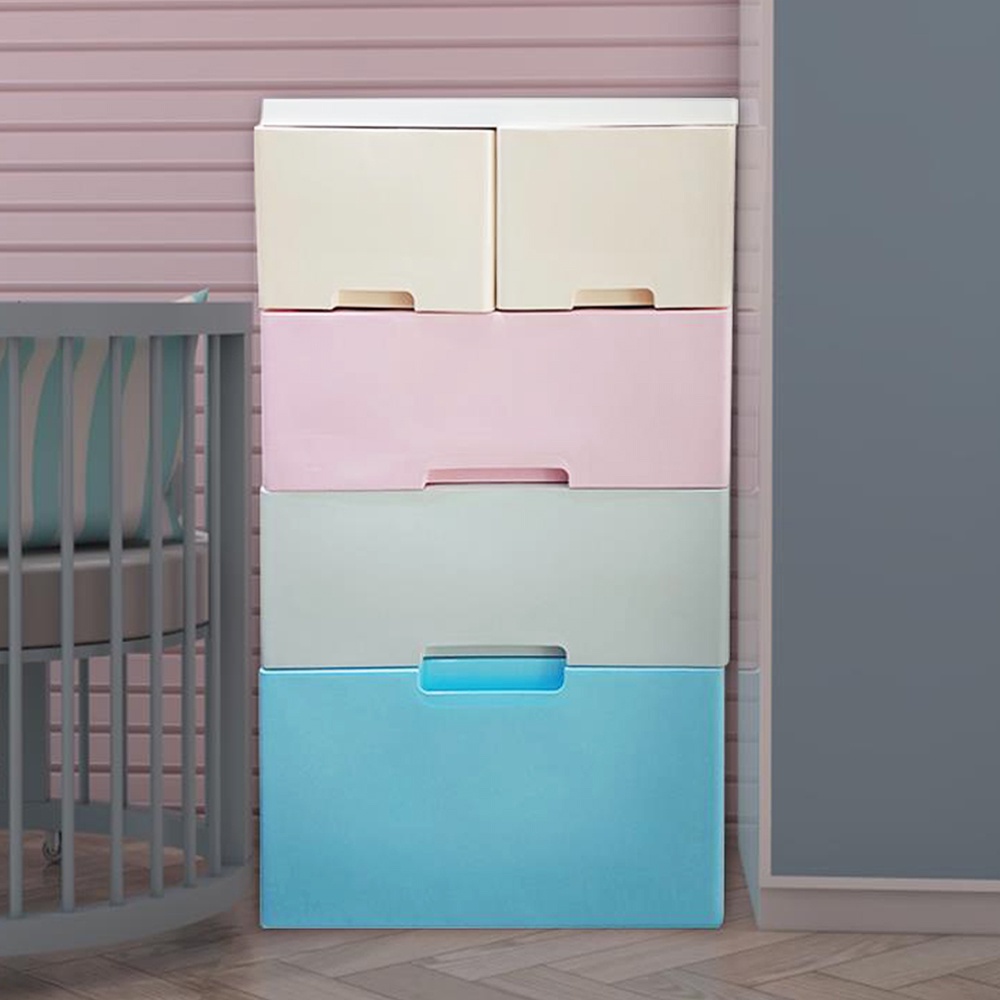 HomeBase STACKO Tủ đựng đồ 4 ngăn bằng nhựa có bánh xe Thái Lan A58 58X38X98.5cm nhiều màu