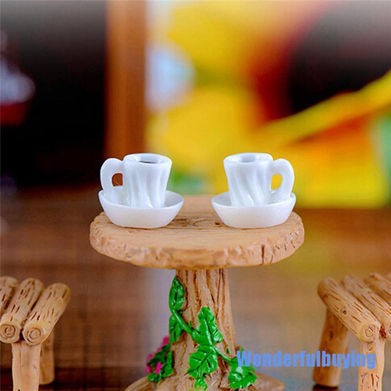 Set 2 Mô Hình Tách Trà Mini Bằng Nhựa Resin Trang Trí Tiểu Cảnh / Nhà Búp Bê