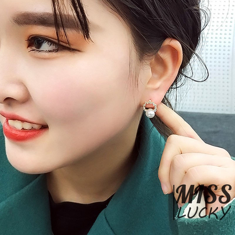 Khuyên tai nữ kiểu dáng hình học thời trang phong cách Hàn Quốc