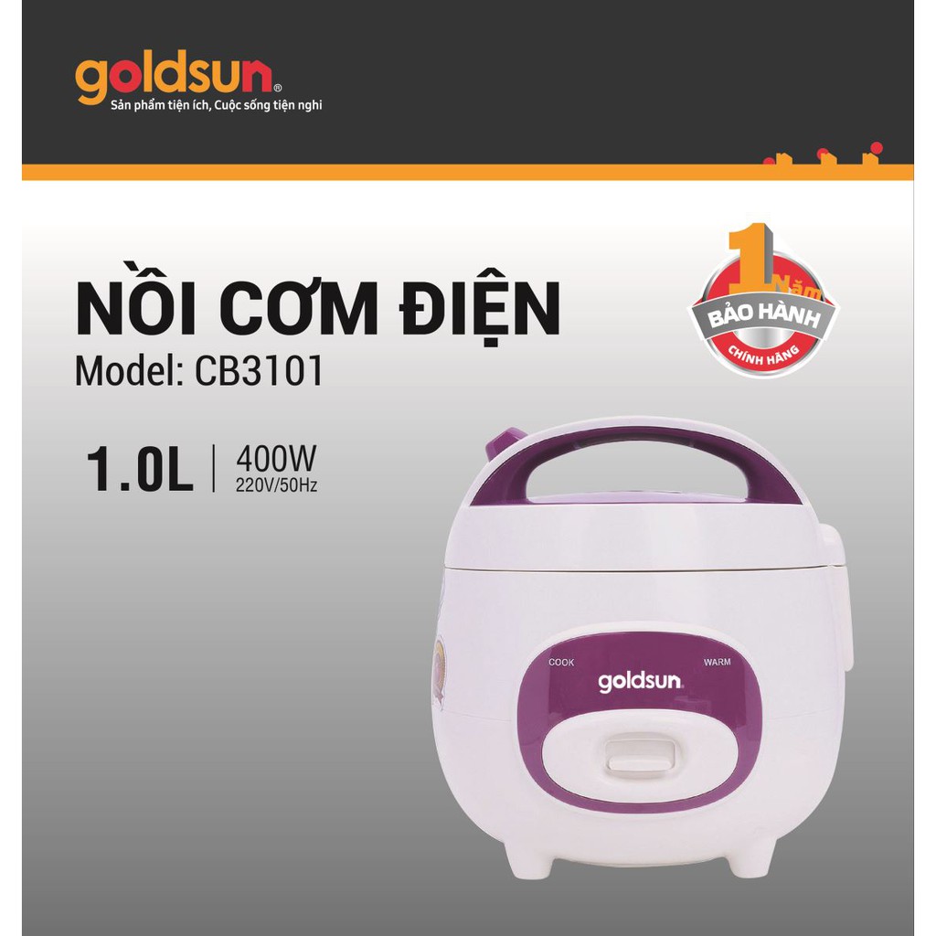 [Mã ELHADEV giảm 4% đơn 300K] Nồi cơm điện Goldsun CB3101 1 Lít Hàng chính hãng