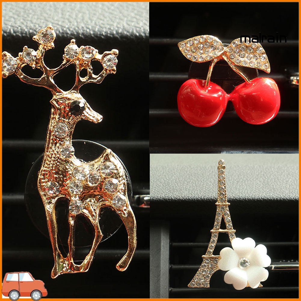 Kẹp Khuếch Tán Nước Hoa Xe Hơi Hình Nai/Anh Đào/Tháp Đính Đá