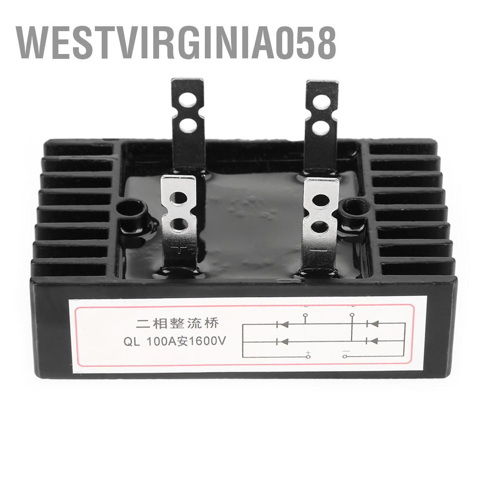 Có thể bán buôn 1pc 100A Amp 1600V Điện áp 2 pha Diode chỉnh lưu Cầu Công suất cao Màu đen Westvirginia058 Hàng giao ngay