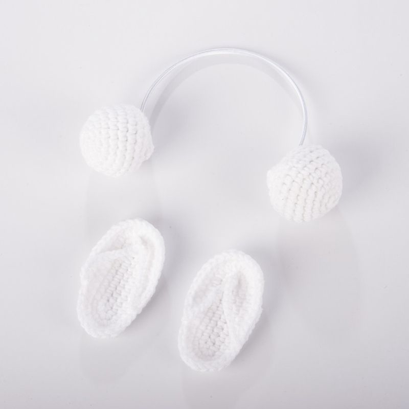 Bộ dép và tai nghe bằng len dệt mini dùng chụp ảnh dành cho bé sơ sinh