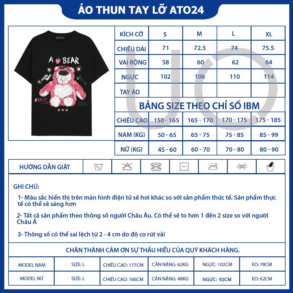 ⭐ ÁO THUN TAY LỠ NAM NỮ FORM RỘNG GODO OUTFITS IN GẤU HỒNG A BEAR ATO24