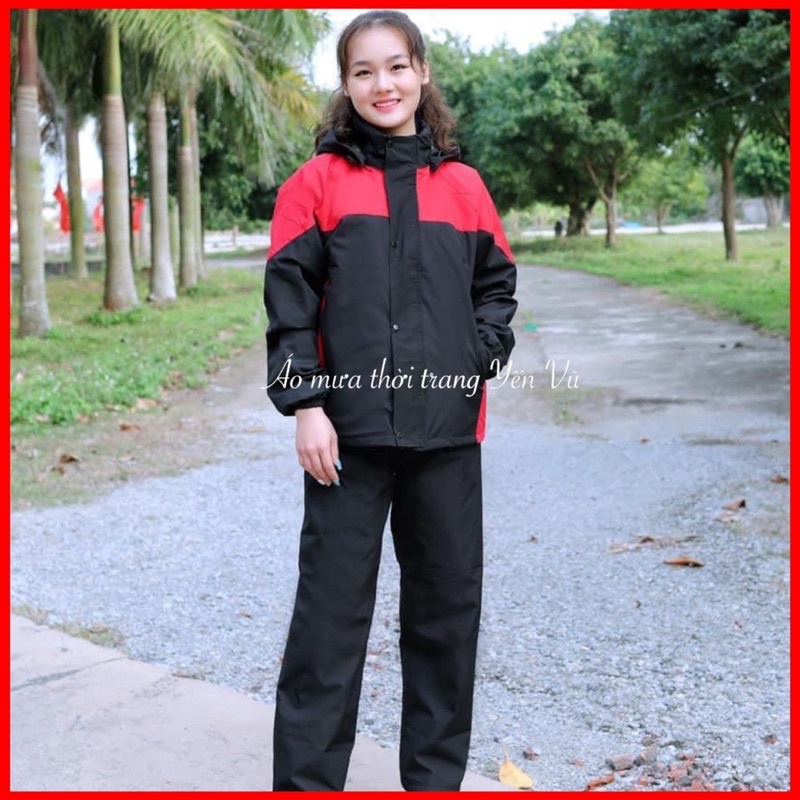 VC02_MŨ RỜI Bộ Quần Áo Mưa 2 Lớp Chống Thấm 100%, Dành Cho Nam Nữ Đi Phượt Xe Máy, Đi Chơi