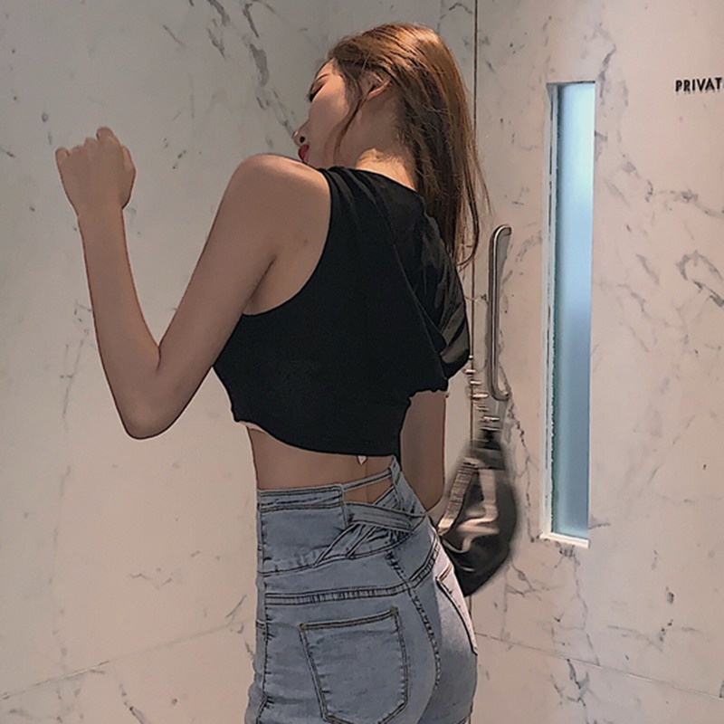 Áo Hai Dây Có Nón Màu Trơn Thời Trang Quyến Rũ Cho Nữ