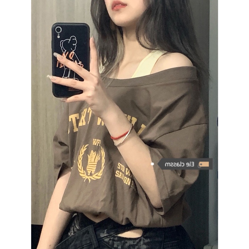 NRVP Áo Thun Ngắn Tay Dáng Rộng Thời Trang Đường Phố Hàn Quốc Cho Nữ