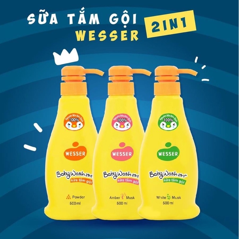 SỮA TẮM GỘI 2 IN 1 WESSER 200ML/500ML (chat chọn màu)