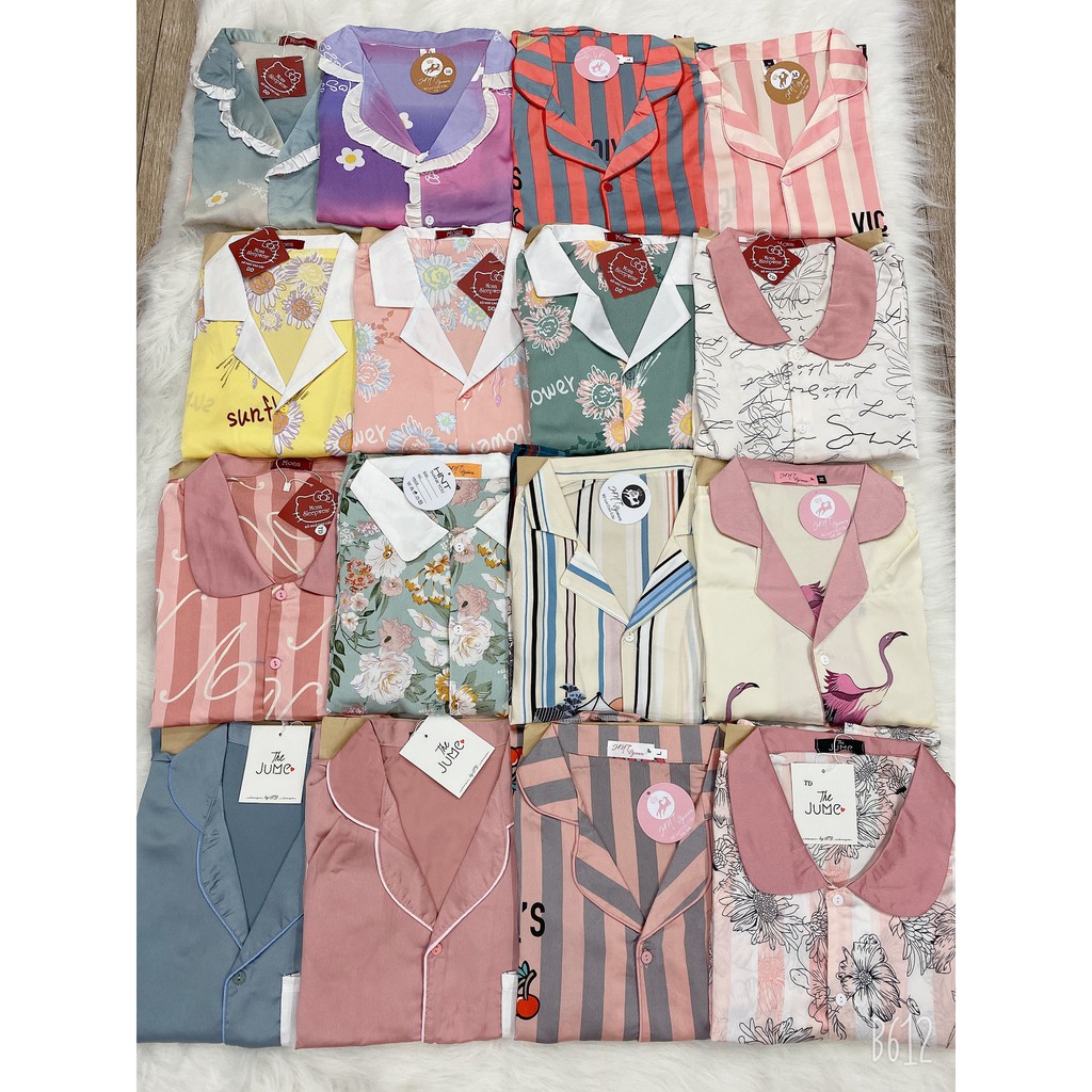 Bộ đồ ngủ Pijama đồ bộ lụa tay dài hoạ tiết satin siêu hot | BigBuy360 - bigbuy360.vn