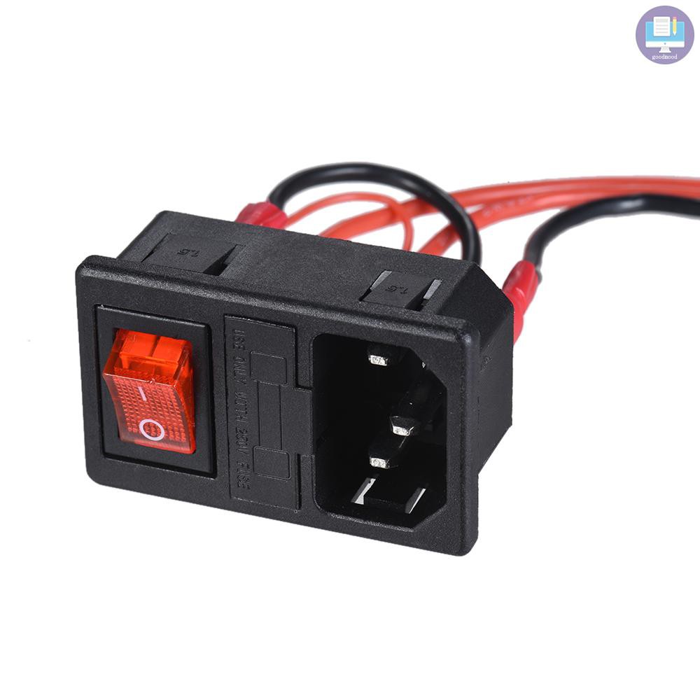 G&M 220V/110V 15A Power Supply Switch Male Socket with Fuse for 3D Printer DIY