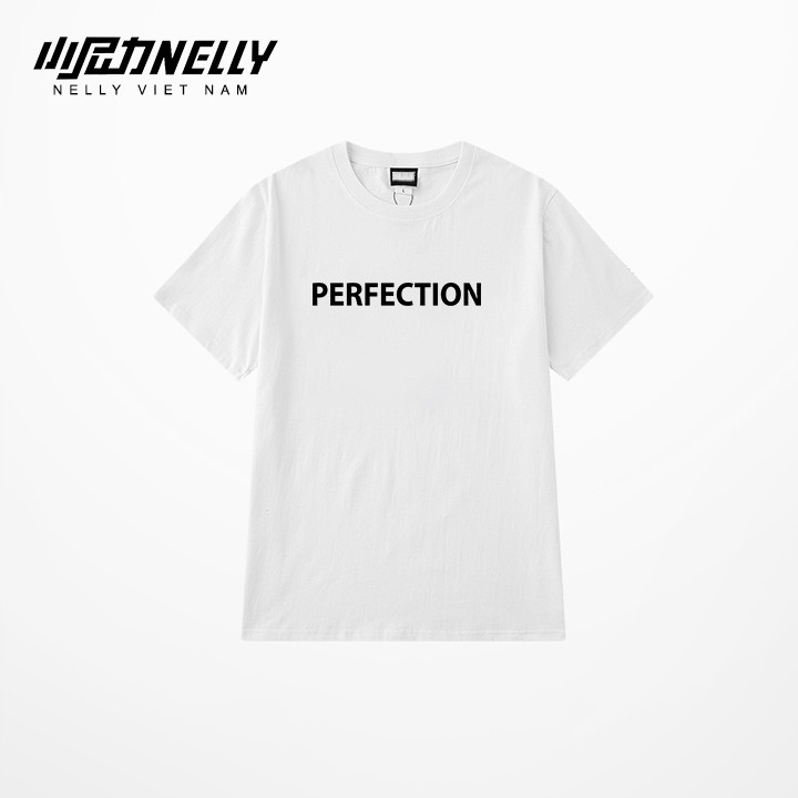 Áo thun tay lỡ NELLY dáng unisex form rộng in chữ perfection