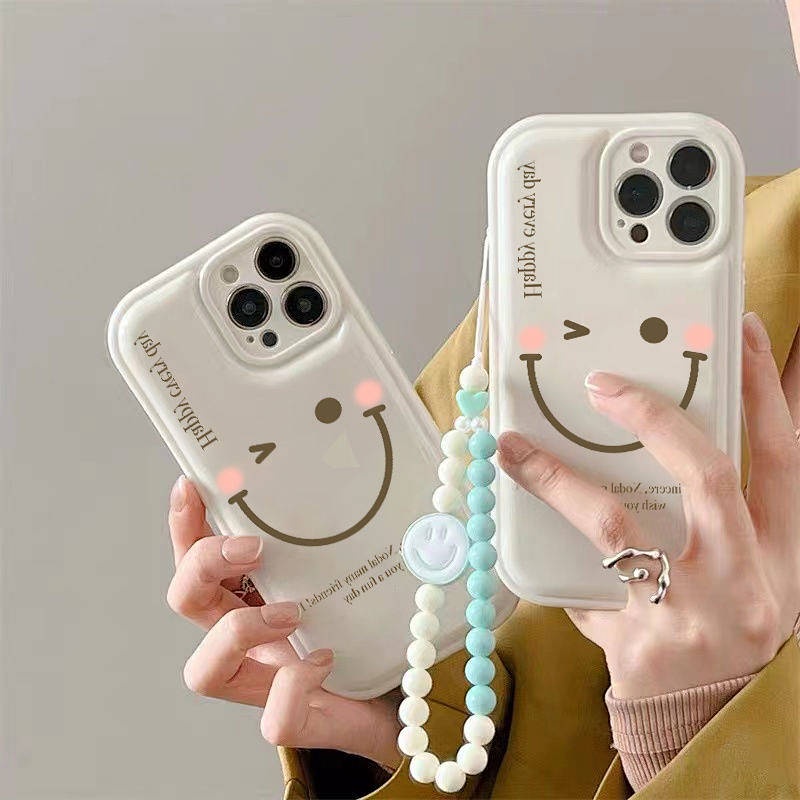 Ốp điện thoại kèm dây in hình mặt cười Hàn Quốc thích hợp cho Apple 12 11 Promax Xs Iphone13 Xr 7 8p Gjye