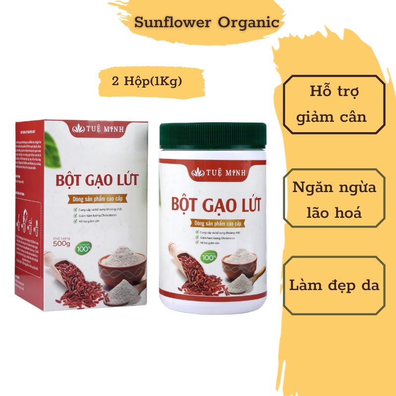Bột gạo lứt huyết rồng Tuệ Minh cao cấp, Giảm cân, Bột gạo lứt dành cho người ăn kiêng, Tránh tiểu đường 2 hộp 1Kg