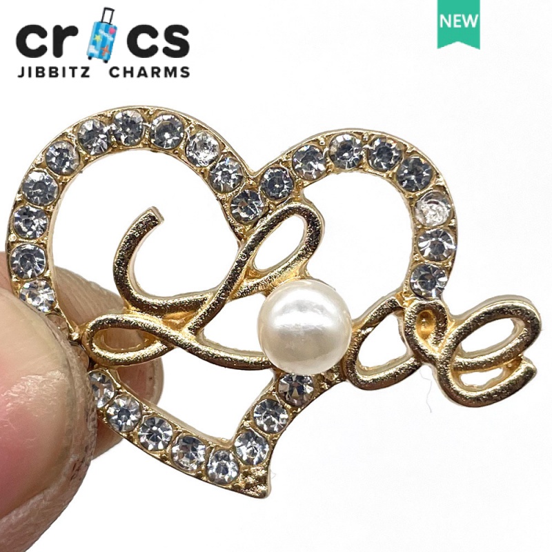 Phụ Kiện Trang Trí Giày crocs Bằng Kim Loại Đính Ngọc Trai Thời Trang