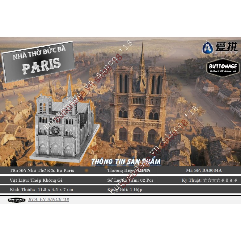 Mô Hình Lắp Ráp 3d Nhà Thờ Đức Bà Paris