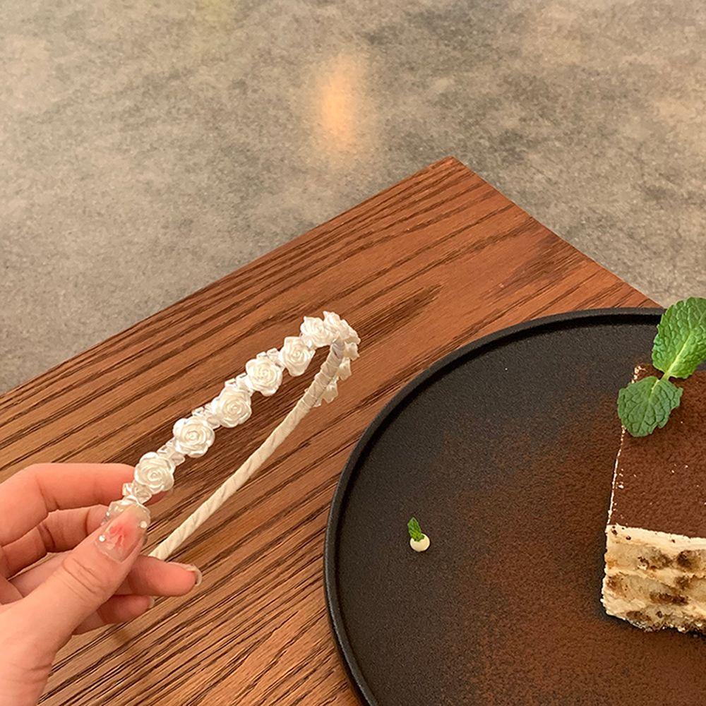 Băng Đô Cài Tóc Đính Hoa Hồng Phong Cách Hàn Quốc Sang Trọng