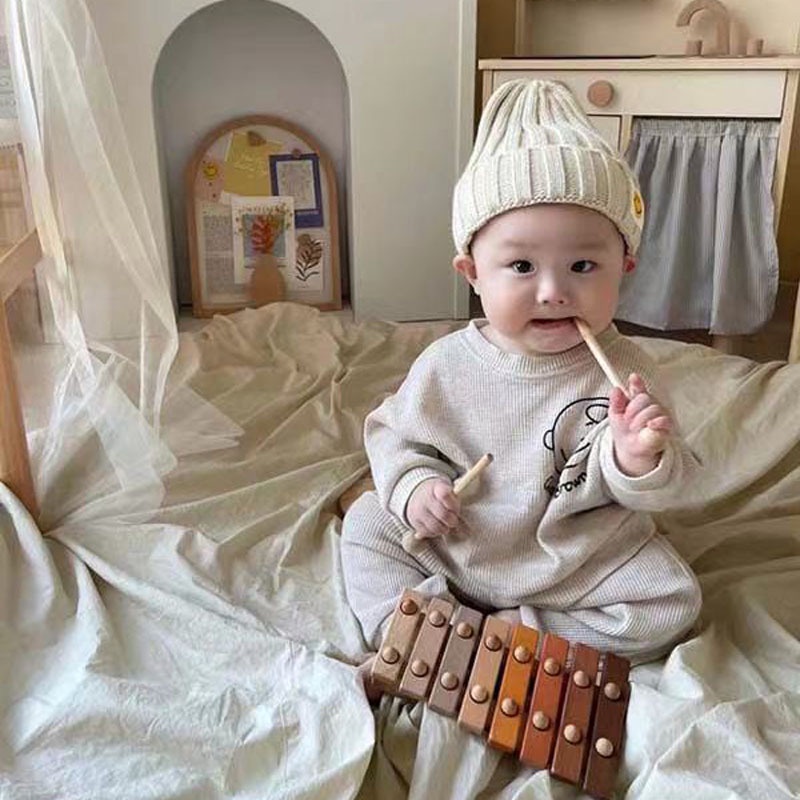 Bộ áo len in hình hoạt hình kèm quần dài phong cách Hàn Quốc dành cho bé