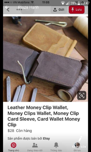 Rập ví kẹp tiền, pattern wallet money clips , phụ kiện đồ da thủ công