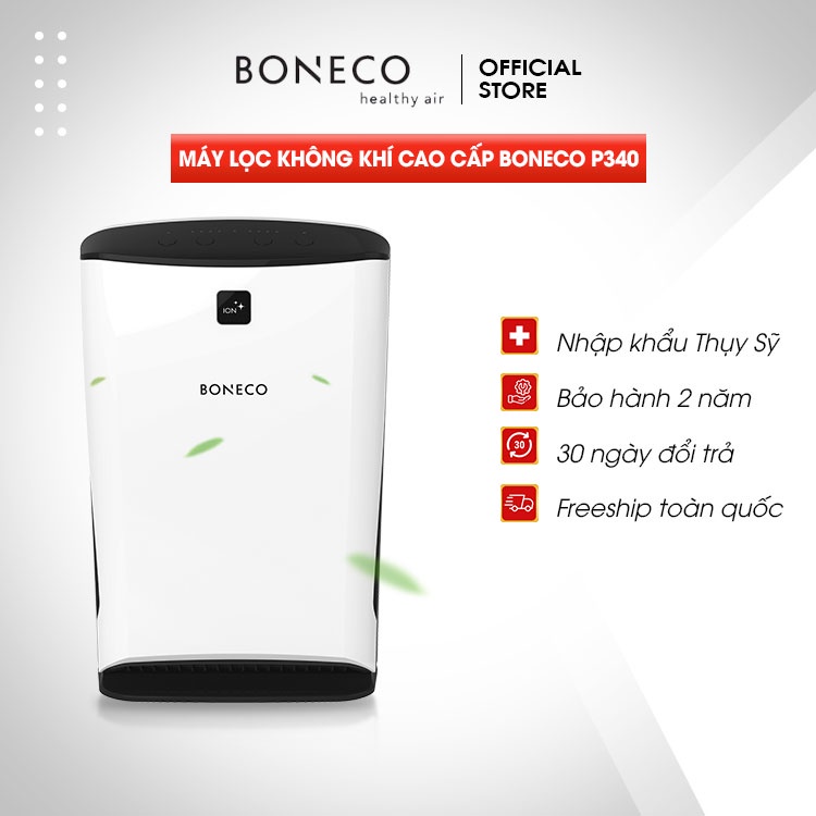Máy Lọc Không Khí Cao Cấp BONECO P340 Tạo Ion Âm, Khử Mùi, Diệt Khuẩn, Lọc Bụi, Báo Ô Nhiễm