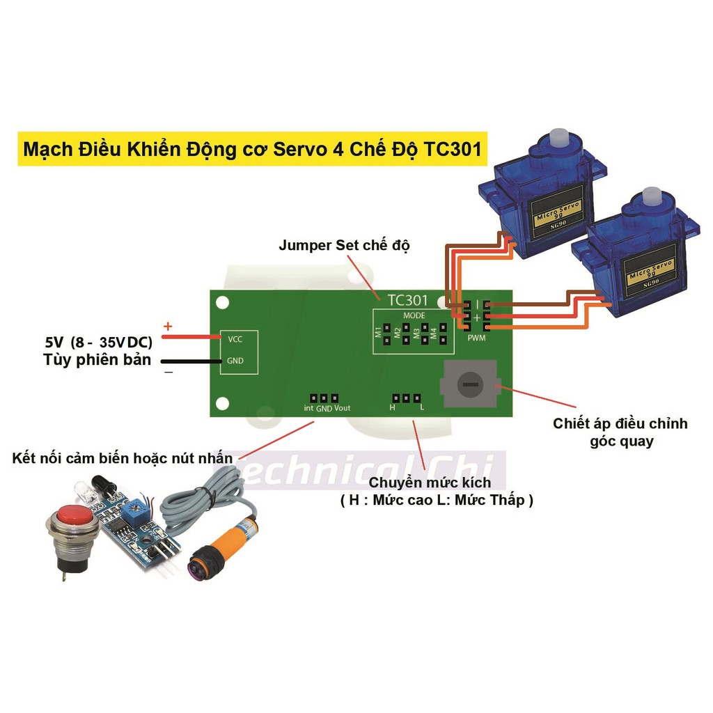 Mạch điều khiển động cơ servo TC301 SG90 MG995