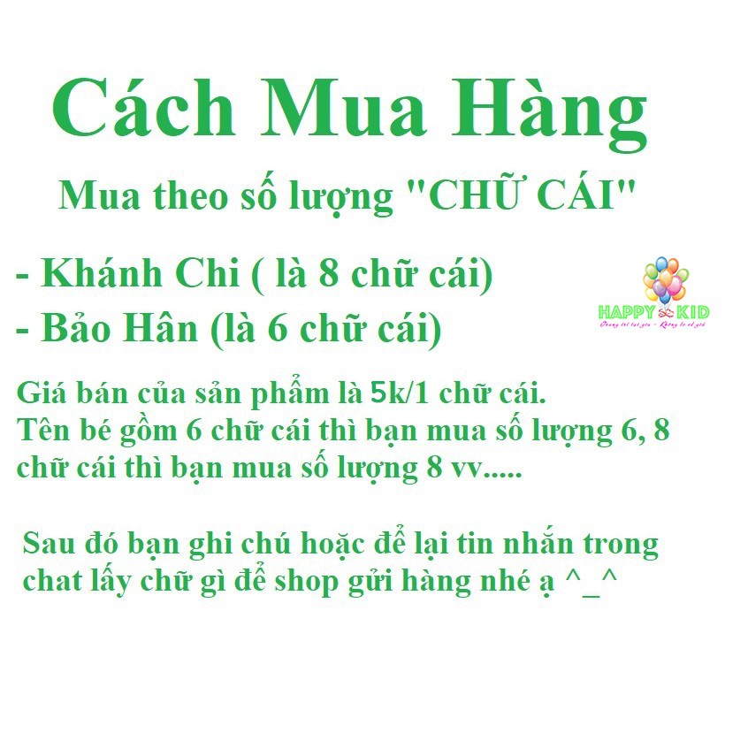 Dây chữ ghép tên trang trí sinh nhật thôi nôi đầy tháng thiết kế theo yêu cầu HAPPYKID DCGT