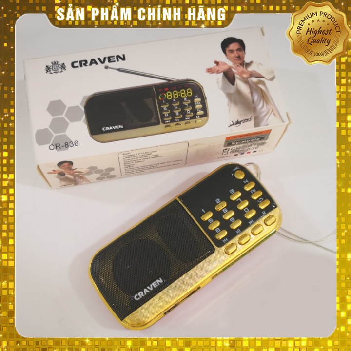 [Mã ELHACE giảm 4% đơn 300K] Loa đài Craven CR 836S nghe đài, nghe nhạc, nghe kinh phật hỗ trợ kết nối thẻ nhớ/USB