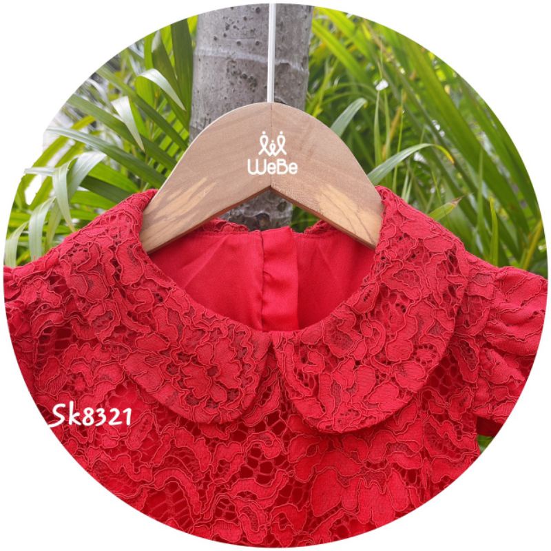Đầm ren đỏ tiểu thư công chúa sang chảnh diện lễ tết Noel 8-36kg