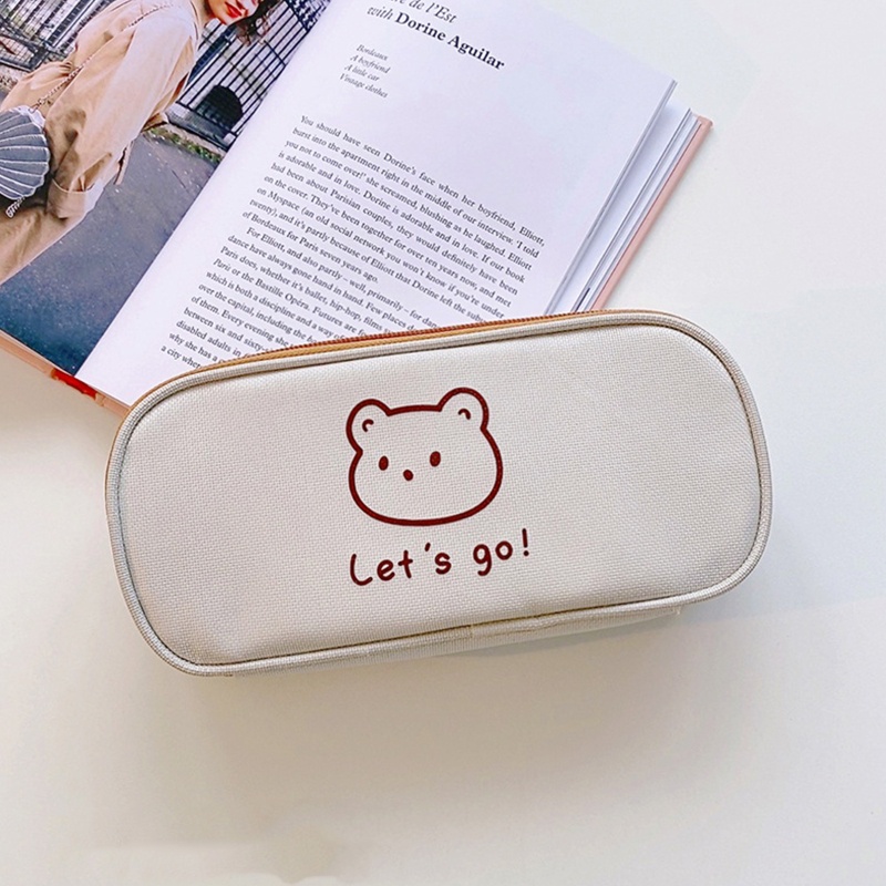 Túi Đựng Bút Bằng Vải Canvas Có Khóa Kéo Họa Tiết Dễ Thương