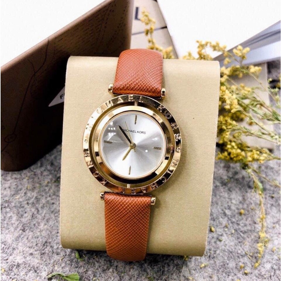 HÀNG CAO CẤP -  (Thẻ bảo hành 12 tháng) Đồng hồ nữ Michael kors MK46 dây da cao cấp, mặt xoay -Đồng hồ MK  - Hàng Cao Cấ