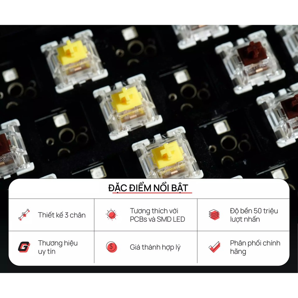 [Mã SKAMSALE03 giảm 10% đơn 200k] Bộ switch dành cho bàn phím cơ Gateron Pro Yellow Switch (3 pin) - bộ 35 Switch