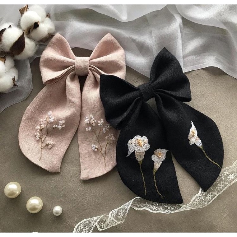 Nơ buộc tóc thêu tay