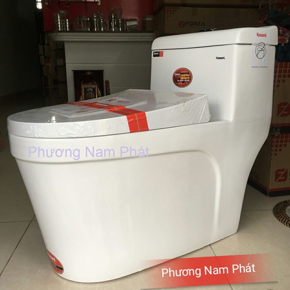 Bồn Cầu 1 Khối Kassani Thái Lan 2395 Phương Nam Phát XẢ XOÁY 2 LỚP KẾT HỢP XẢ ĐẨY NƯỚC MẠNH MEN NANO CAO CẤP