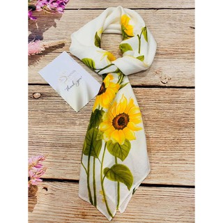 Lụa Vuông Vẽ Hoa Hướng Dương - Vietnam Traditional Silk Gift