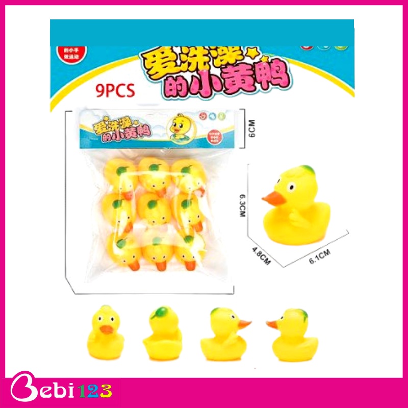 Set 9 vịt đồ chơi nhà tắm size to bóp kêu chút chít cho bé