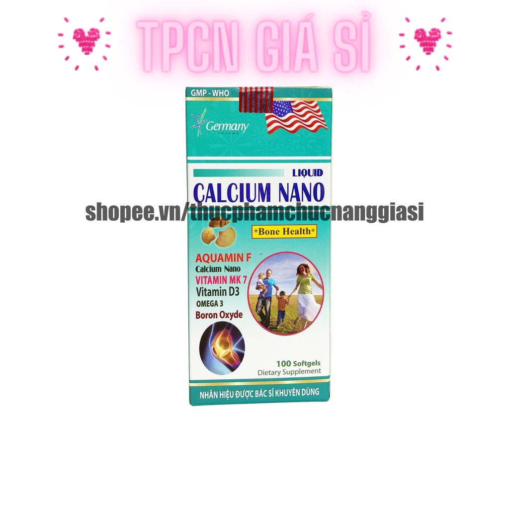Viên uống  CALCIUM NANO LIQUID bổ sung canxi, vitamin và các khoáng chất cần thiết – Hộp 100 viên