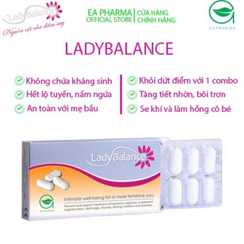 ✅ LADYBALANCE - Men vi sinh, viên lợi khuẩn cho phụ nữ, bà bầu Ladybalance lady_balance (12 viên/hộp)