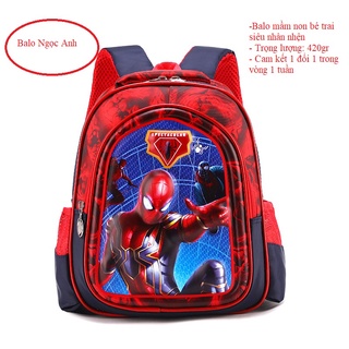Balo mẫu giáo cho bé trai hình siêu nhân nhện nhiều ngăn (2-6 tuổi)