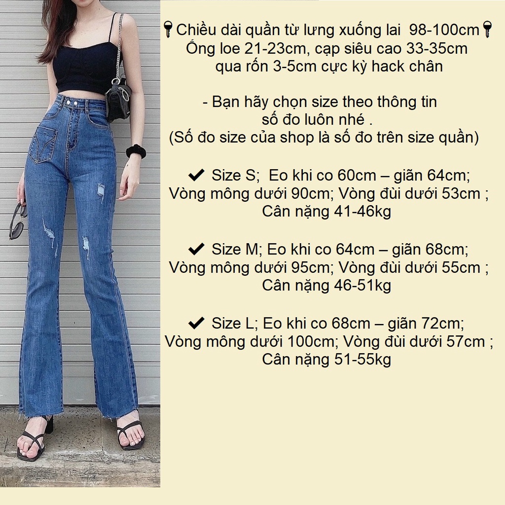 Quần jeans ống pass loe rách gối QJ634