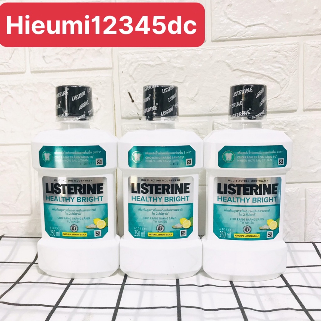 Nước súc miệng Listerine Healthy Bright  trắng sáng 250ml