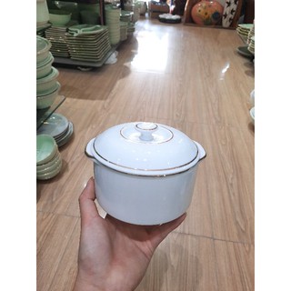 Thố chưng yến 600ml, âu cách thuỷ viền vàng thật 24k