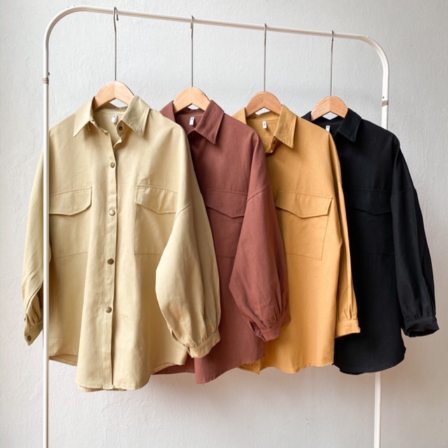 Áo sơ mi kaki thô túi