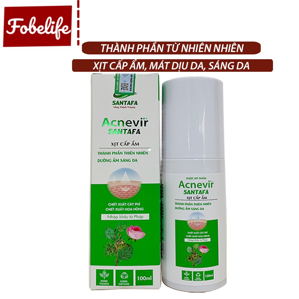 Xịt Cấp Ẩm, Sáng Da Từ Thiên Nhiên Acnevir Santafa Fobelife Chai 100ml